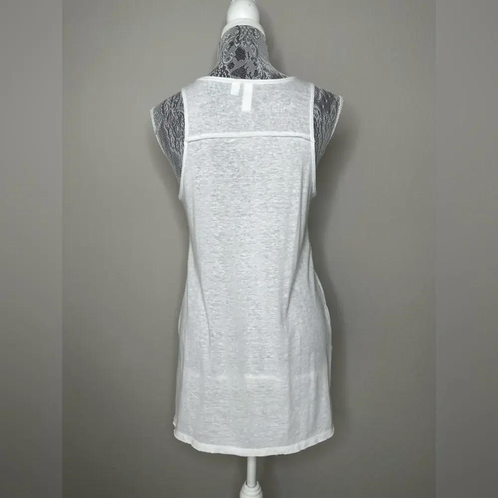 BP BRASS PLUM Womens Henley Button Down V-Neck Tank Top Tunic White Size XS